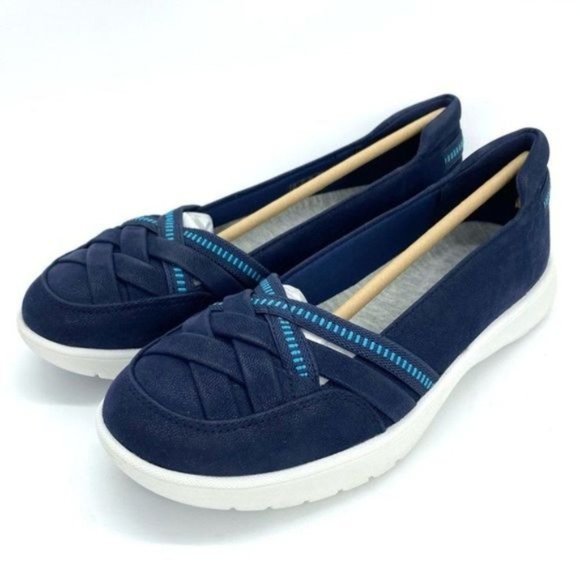 Clarks Cloudsteppers Adella Poppy Slip On Shoes Woven Sneakers New - Picture 3 of 14